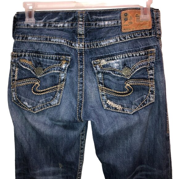 Silver Womens Size 30 x 29.5 Nash Classic Straight Leg Denim Jeans Pocket Bling - Picture 1 of 13